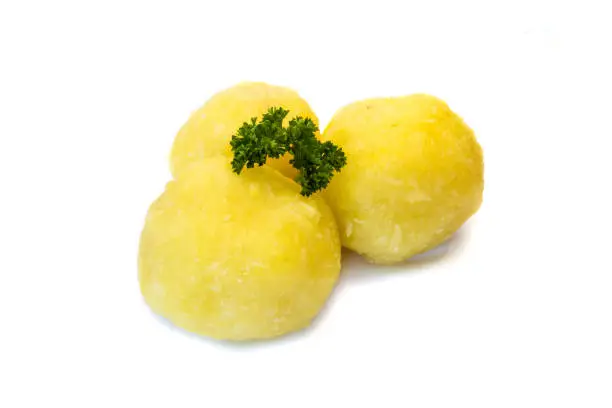 green potato dumplings isolated on white background