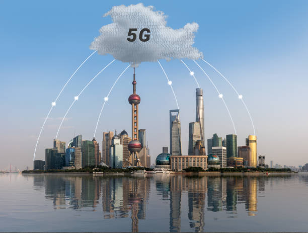 cloud computing concept using shanghai skyline - river orwell imagens e fotografias de stock