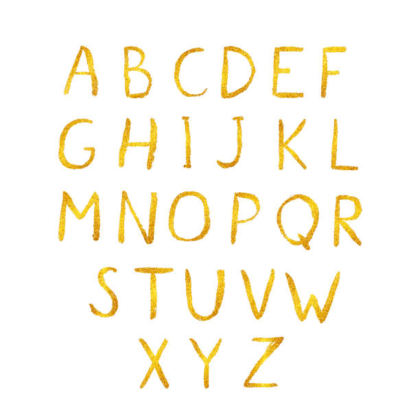 istock Gold glitter shiny vector alphabet. Hand drawn golden letters A-Z isolated on white. Sans serif modern font. Latin uppercase handwriting symbols. Easy to edit template for your designs. 1139157954