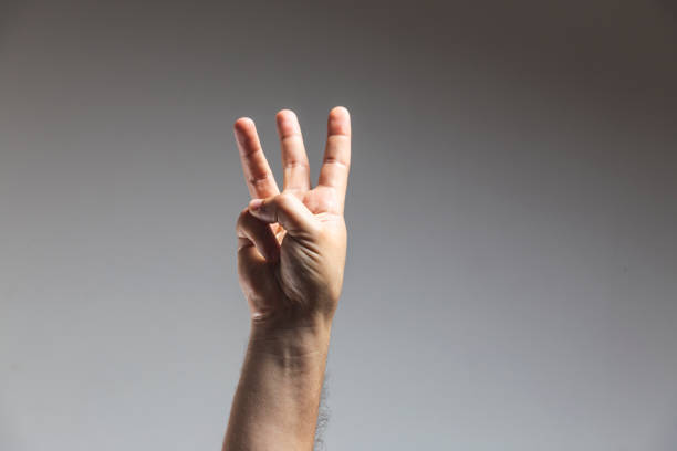 istock male adult hand showing number Two gesture in studio shot isolated on grey background 1139163473