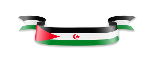 istock Saharan Arab Democratic Republic flag in the form of wave ribbon. 1139163668