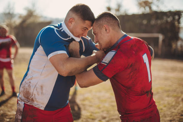 istock Rugby players fighting during match 1139170665
