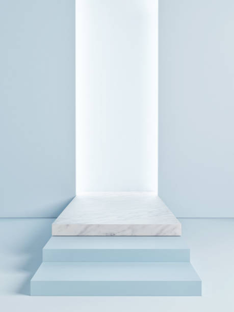 istock Mock up podium scene, blue background 1139170675