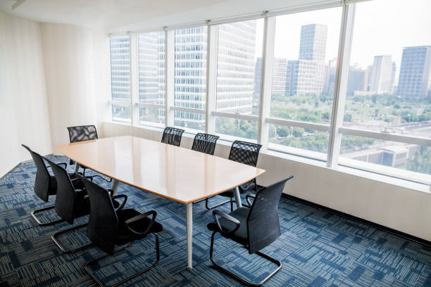 istock Interior shot of modern designed boardroom in office building 1139173276