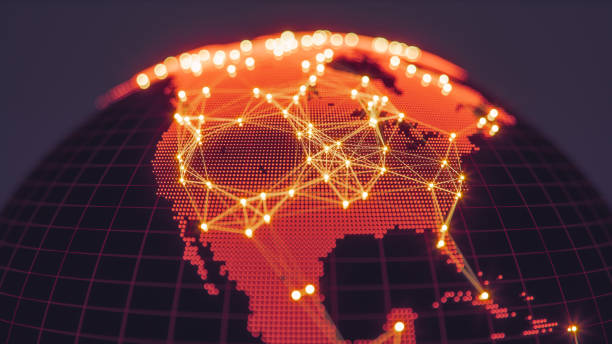 istock Abstract Globe With Glowing Networks - North America 1139173279
