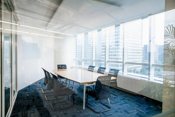 istock Interior shot of modern designed boardroom in office building 1139173295