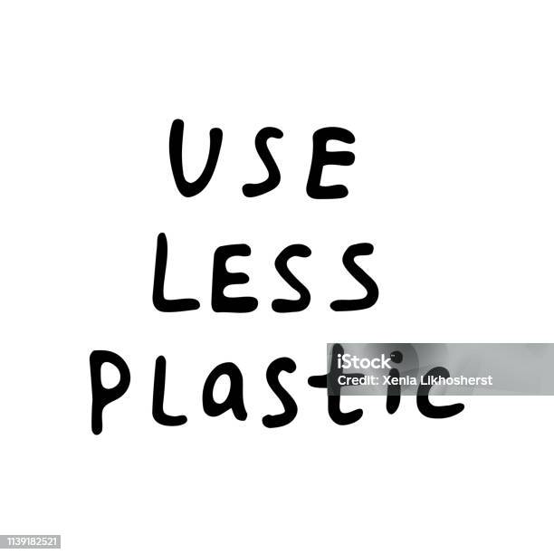 Use Less Plastic Handwritten Text Title Waste Management Concept ...