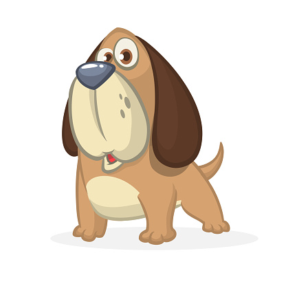 Cute Basset Hound Dog Cartoon Vector Illustration Isolated On White  Background Stock Illustration - Download Image Now - iStock