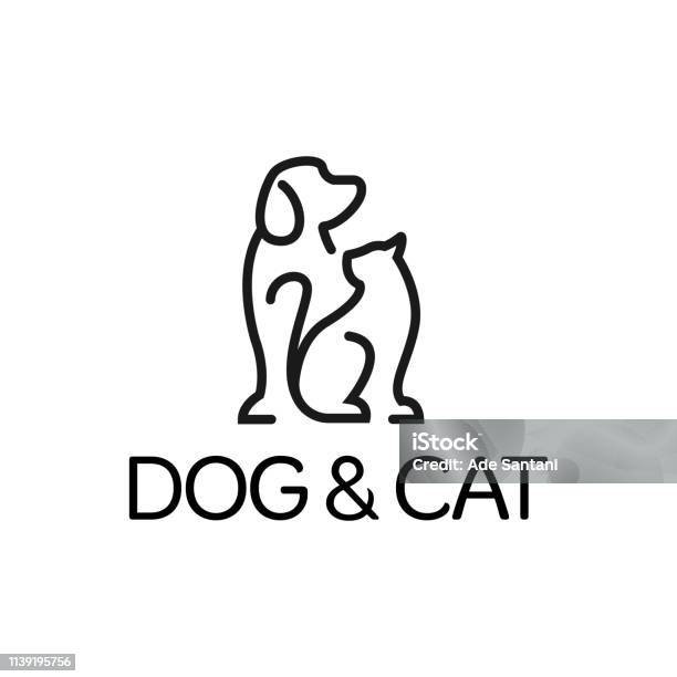 Dog And Cat Logo Design Template Graphic Sitting Puppy Logotype Sign And  Symbol Pet Silhouette Label