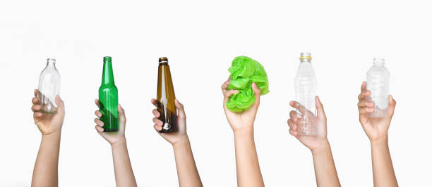 istock hand holding garbage of bottle glass and bottle plastic with plastic bag isolate on white background 1139199637