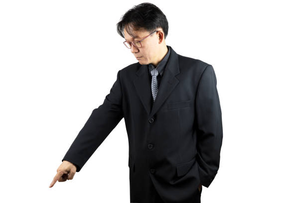 business man point to the ground