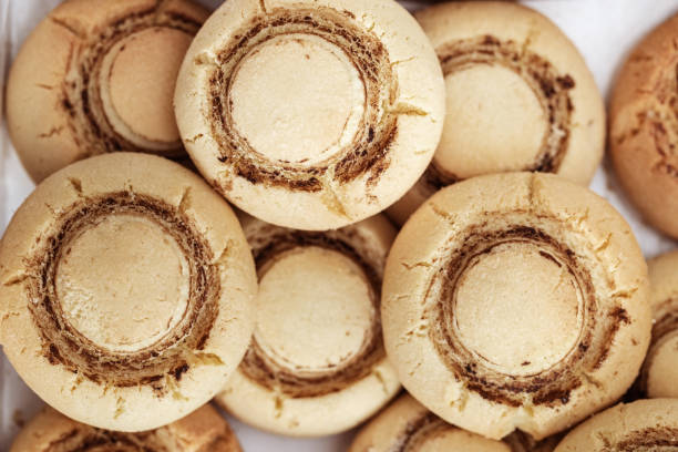 istock Fresh homemade cookies. Round biscuits. Sweet dough pastry. Selective focus. Top view. 1139200420
