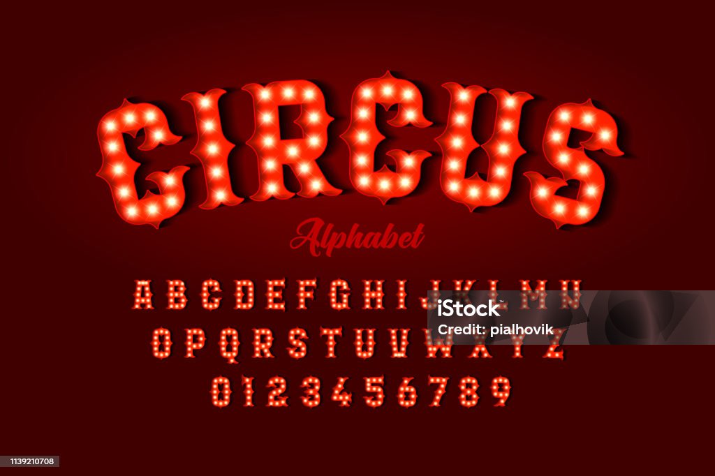 Tipo de letra Circus - arte vectorial de Circo libre de derechos