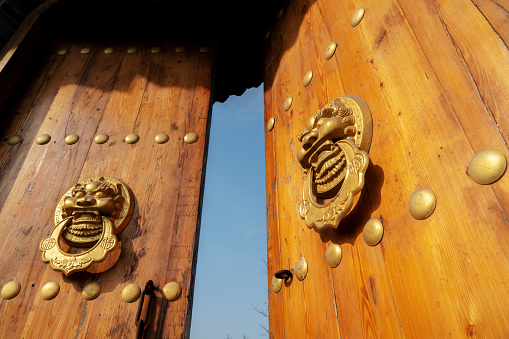 classical wooden gate of Chinese architecture