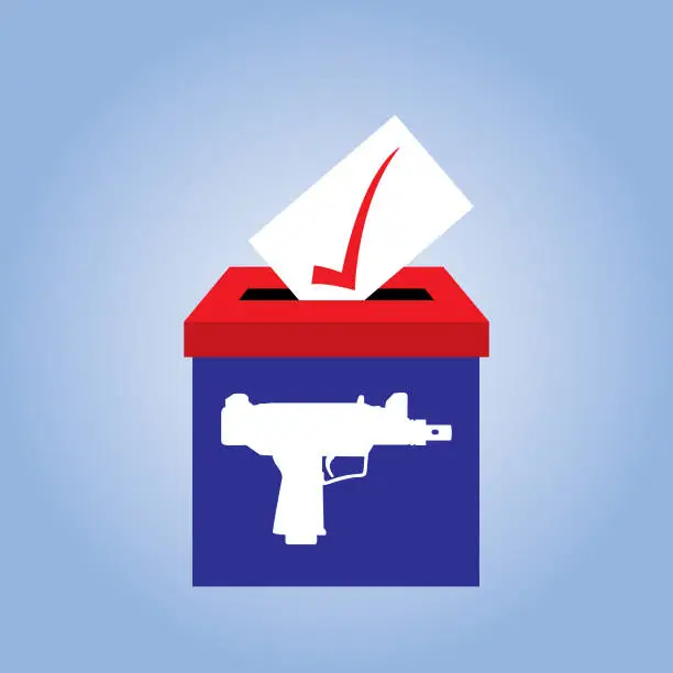 Vector illustration of Semi Automatic Gun Ballot Box icon