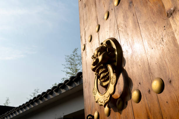 istock classical wooden gate of Chinese architecture 1139212757