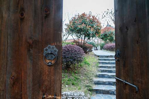 old wooden door to garden