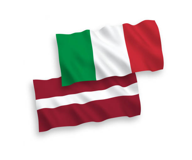 istock Flags of Italy and Latvia on a white background 1139218892
