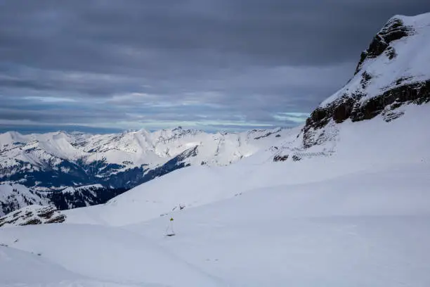 Photo of Flaine ski resort is located in the French Alps, Haute Savoie, in the Grand Massif area. Its base is around 1500 meters and its top at 2500 meters, at the grand platieres. It offers great views to the Mont Blanc mountain in good sunny weather.