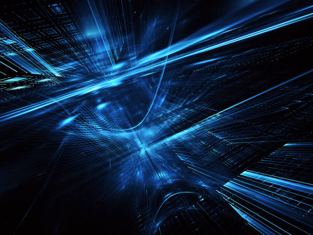 istock Abstract 3D fractal background, 3D illustration. Virtual Neon City 1139219883