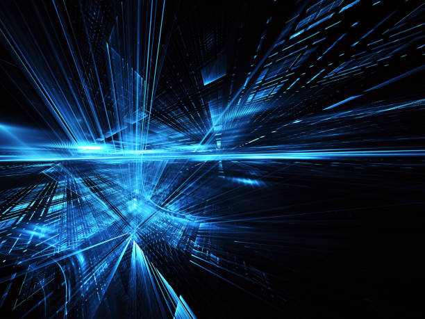 istock Abstract 3D fractal background, 3D illustration. Virtual Neon City 1139219969