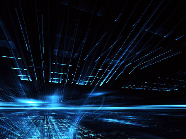istock Abstract 3D fractal background, 3D illustration. Virtual Neon City 1139220503