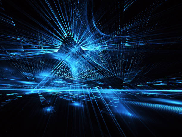 istock Abstract 3D fractal background, 3D illustration. Virtual Neon City 1139220529