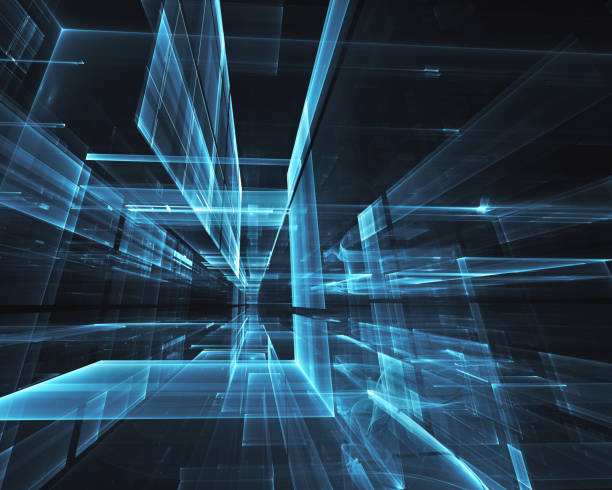 istock Abstract 3D fractal background, 3D illustration. Virtual Neon City 1139220545