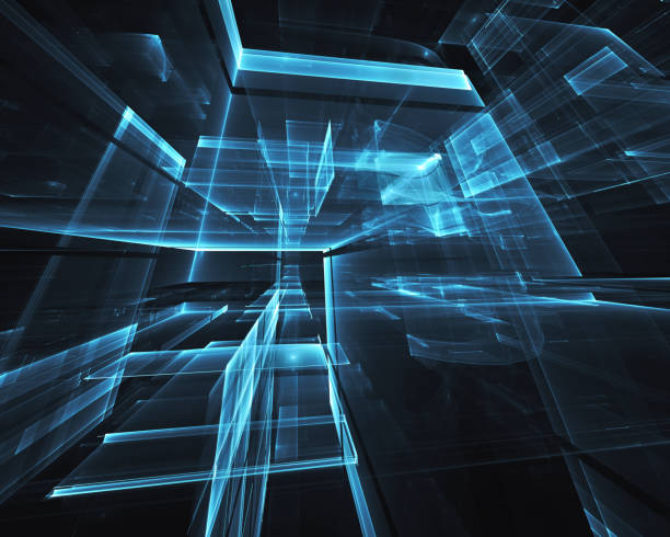 istock Abstract 3D fractal background, 3D illustration. Virtual Neon City 1139220595