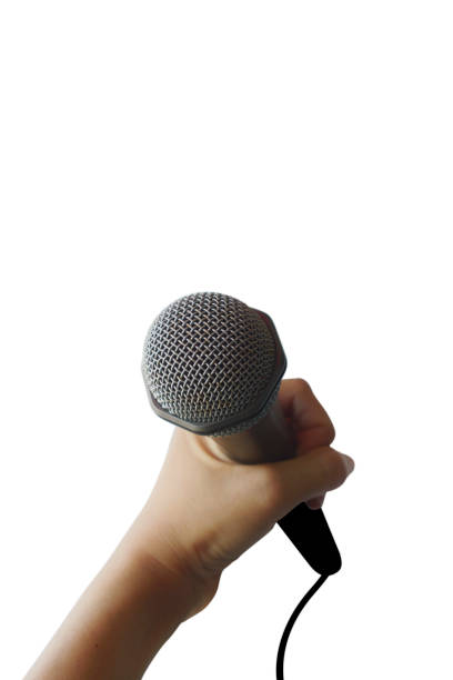 istock Microphone on stage against a background concert or show - Clipping path 1139220849