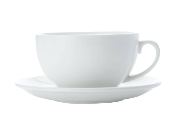 istock White blank empty cappuccino cup and saucer isolated on white background. Side view. 1139225092