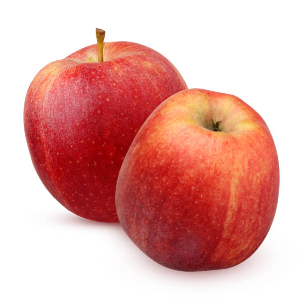 istock two red striped Apple isolated on white background. 1139227506