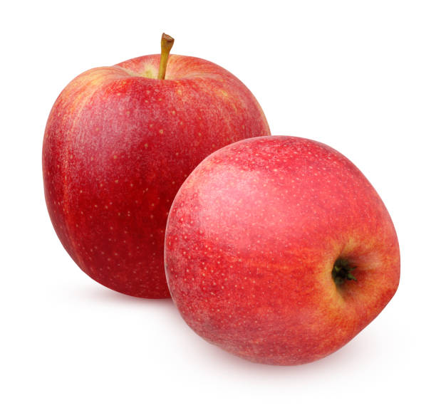 istock two red striped Apple isolated on white background. 1139227558