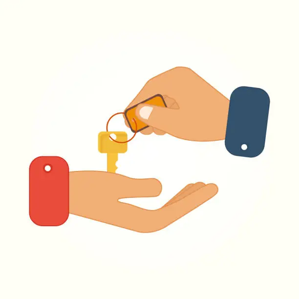 Vector illustration of Hand giving keys