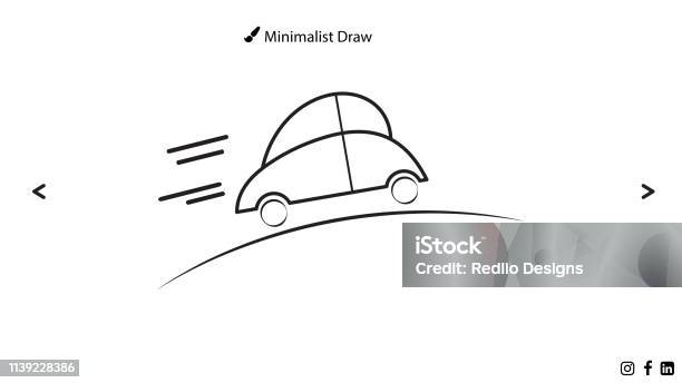 Car On Road Sketch Stock Illustration - Download Image Now - Headlight, Bright, Architecture