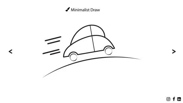 Vector illustration of Car on road sketch