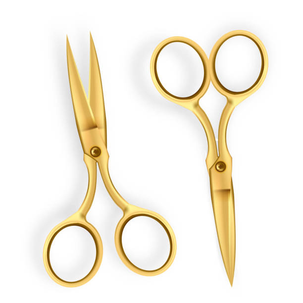istock Scissor Vector. 3D Realistic Scissor Icon. Grand Opening Ceremony Gold Cutter Equipment. For Cutting Ribbon. Illustration 1139230596