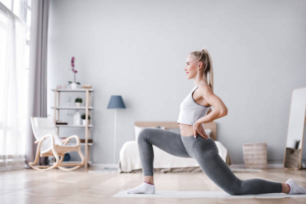 istock Woman working stretching at home. 1139239114