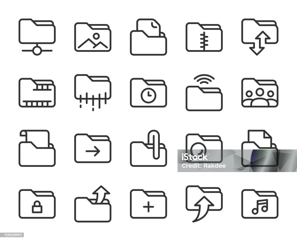 Folder - Line Icons Folder Line Icons Vector EPS File. Accessibility stock vector
