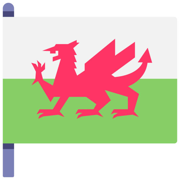 illustrazioni stock, clip art, cartoni animati e icone di tendenza di illustrazione piatta bandiera gallese - welsh flag immagine