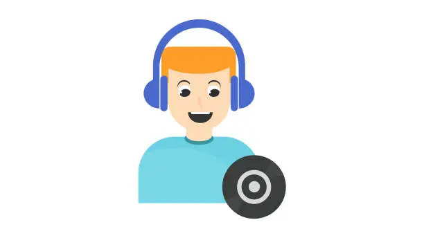 Vector illustration of DJ man Icon