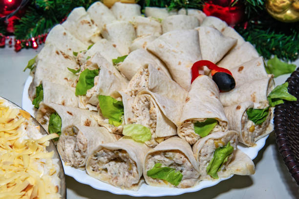 Tortilla, burritos, sandwiches twisted rolls