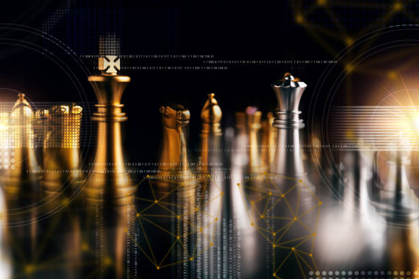 istock business strategy brainstorm chess board game with hand touch black background with free copy space for your text 1139252633