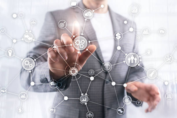 istock Business process structure industrial workflow diagram automation innovation concept on virtual screen mixed media. 1139252881