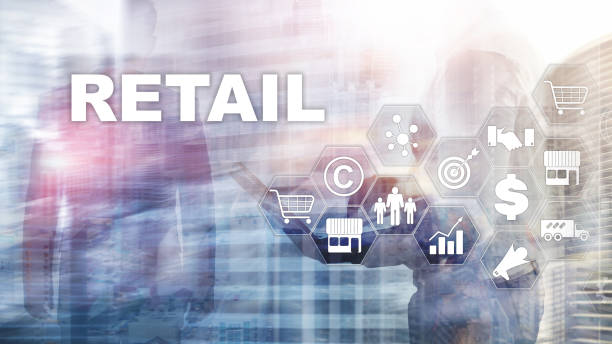 istock Retail Technology Communication Shopping Virtual Screen Concept. Marketing Data management. Futuristic Online shopping. Abstract Background. 1139257883