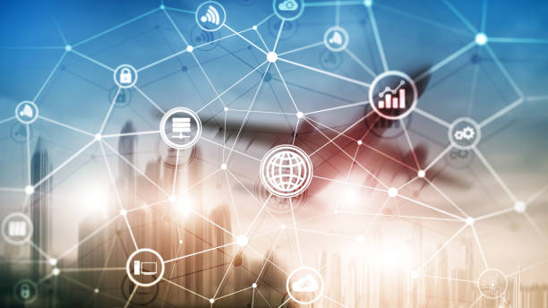 istock ICT - information and telecommunication technology and IOT - internet of things concepts. Diagrams with icons on server room backgrounds. 1139257929