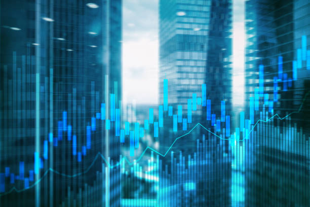 istock Stock trading candlestick chart and diagrams on blurred office center background. 1139258539