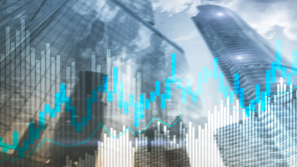 istock Stock trading candlestick chart and diagrams on blurred office center background. 1139258543