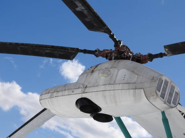 istock Military helicopter, propellers, installations and units for shooting, close-up. 1139261007