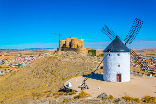 istock Traditional white windmills at Consuegra in Spain 1139264551
